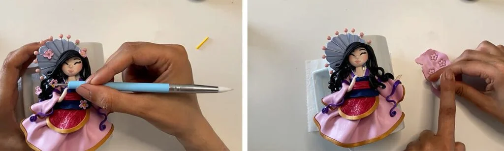 آموزش ساخت ماگ دختر به سبک ژاپنی مرحله ساخت گل های  عروسک 