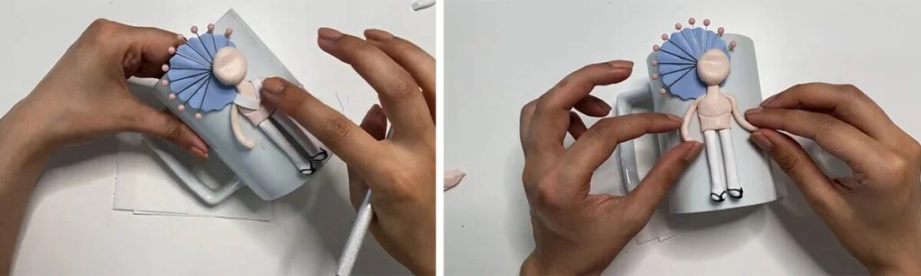 آموزش ساخت ماگ دختر به سبک ژاپنی مرحله ساخت دست های  عروسک 