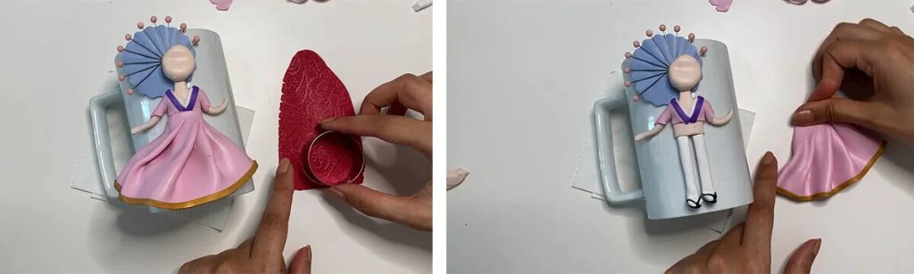 آموزش ساخت ماگ دختر به سبک ژاپنی مرحله ساخت لباس  عروسک 
