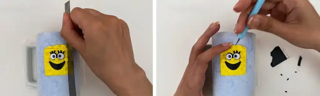 آموزش ساخت  ماگ باب اسفنجی مرحله ساخت صورت 