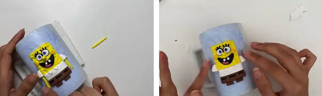 آموزش ساخت  ماگ باب اسفنجی مرحله ساخت دست ها 