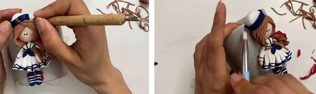 آموزش ساخت ماگ دختر ملوان مرحله ساخت کلاه  عروسک 