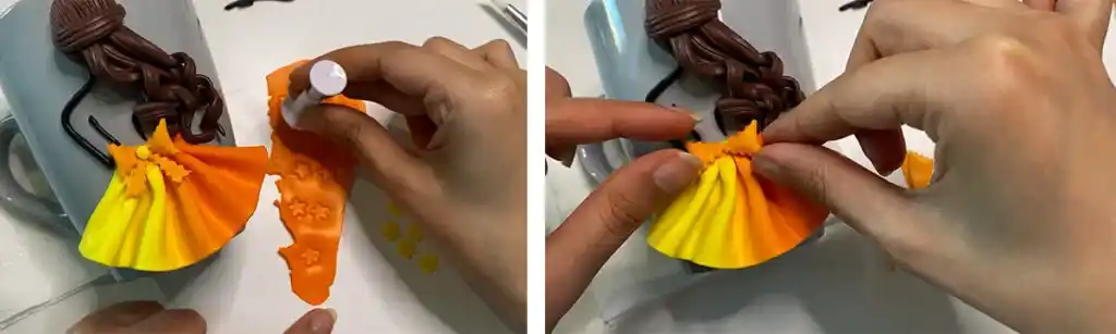 آموزش ساخت ماگ دختر طرح پاییزی مرحله ساخت پاپیون  عروسک 