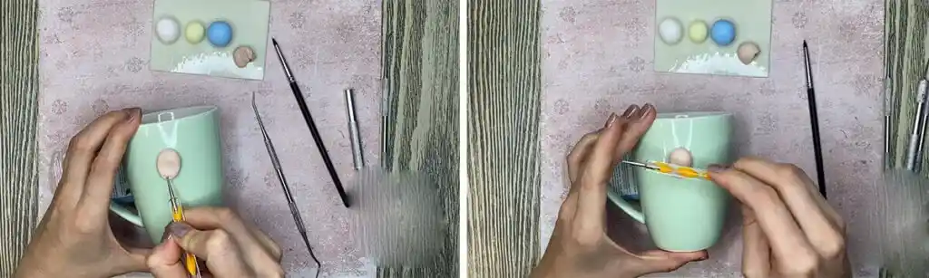 آموزش ساخت ماگ فرشته کوچولو  مرحله ساخت سر عروسک 