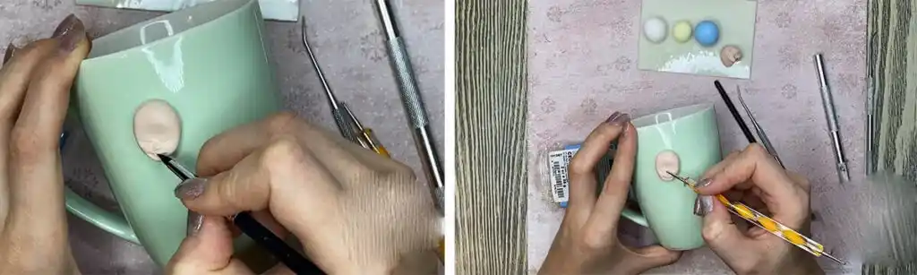 آموزش ساخت ماگ فرشته کوچولو  مرحله ساخت سر عروسک 