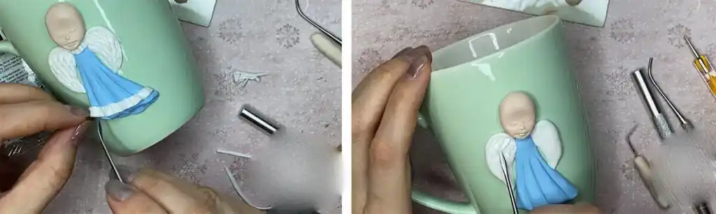 آموزش ساخت ماگ فرشته کوچولو  مرحله ساخت لباس  عروسک 