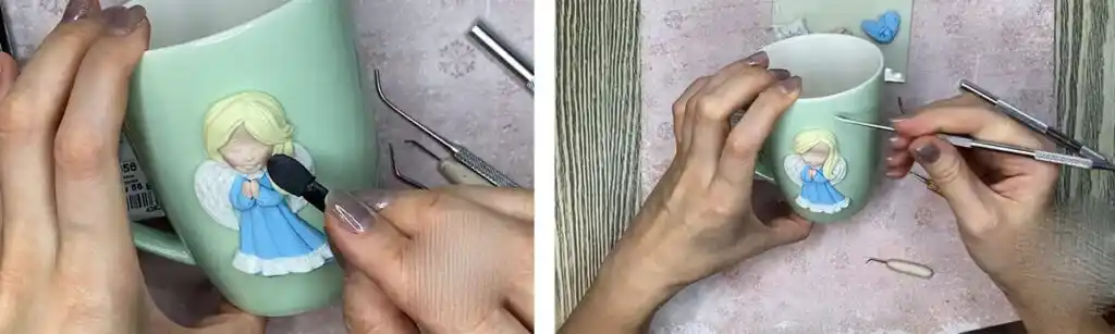 آموزش ساخت ماگ فرشته کوچولو  مرحله ساخت موهای  عروسک 