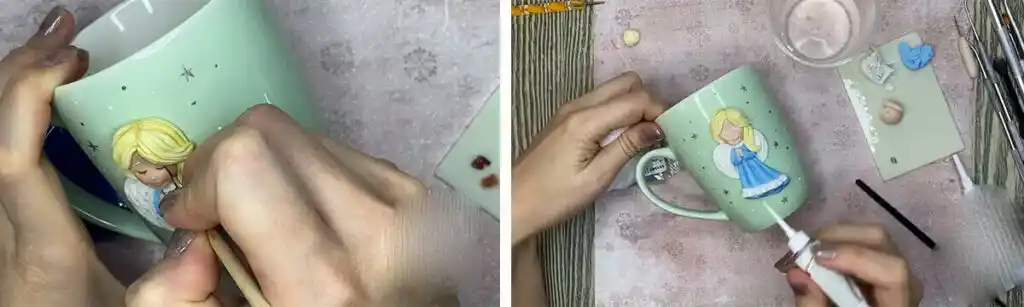 آموزش ساخت ماگ فرشته کوچولو  مرحله ساخت موهای  عروسک 