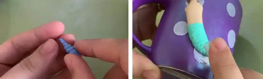آموزش ساخت ماگ پری دریایی مرحله ساخت دم عروسک 