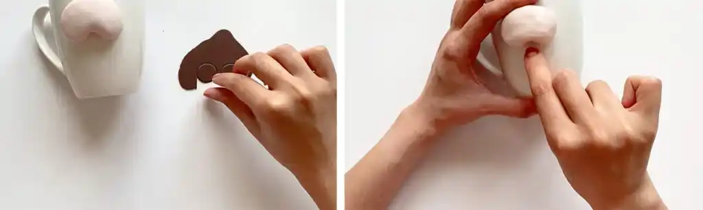 آموزش ساخت ماگ طرح جغد کریسمس مرحله ساخت سر عروسک 