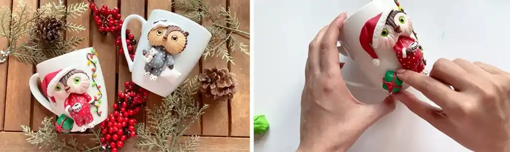 آموزش ساخت ماگ طرح جغد کریسمس مرحله ساخت هدیه عروسک 