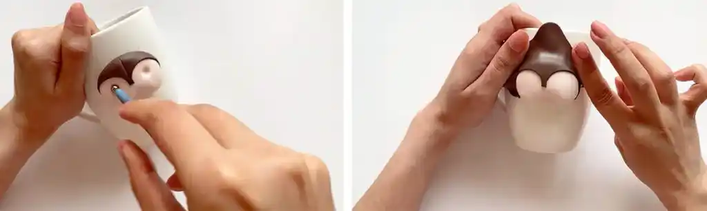آموزش ساخت ماگ طرح جغد کریسمس مرحله ساخت سر عروسک 