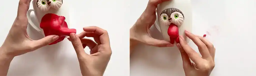 آموزش ساخت ماگ طرح جغد کریسمس مرحله ساخت بدن  عروسک 