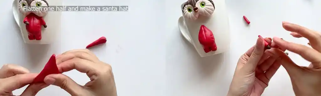 آموزش ساخت ماگ طرح جغد کریسمس مرحله ساخت دست های  عروسک 