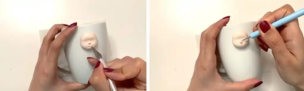 اموزش ساخت ماگ طرح عروسک هانا مرحله ساخت لب عروسک 