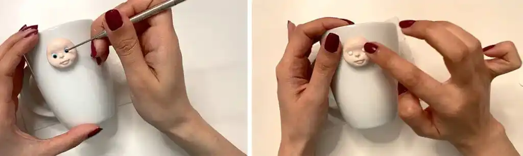 اموزش ساخت ماگ طرح عروسک هانا مرحله ساخت چشم ها  عروسک 