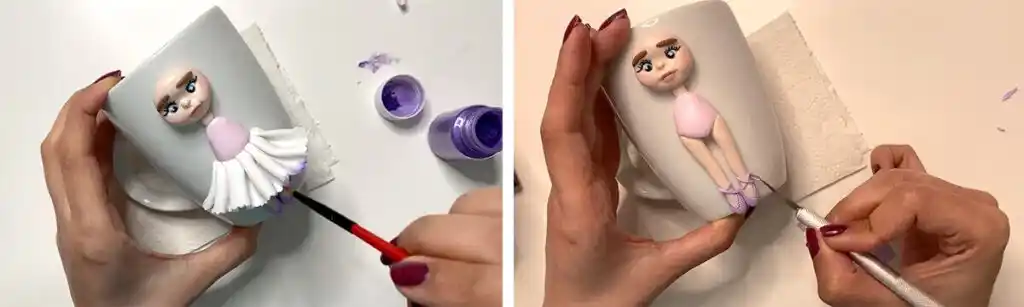 اموزش ساخت ماگ طرح عروسک هانا مرحله ساخت دامن عروسک 