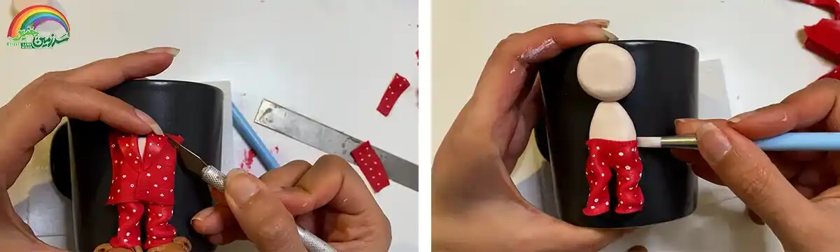 آموزش ساخت عروسک بابانوئل مرحله ساخت لباس عروسک