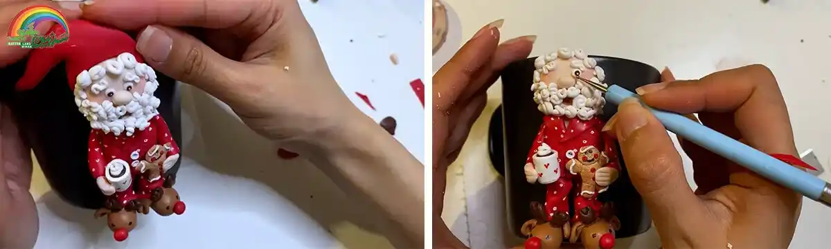 آموزش ساخت عروسک بابانوئل مرحله ساخت صورت عروسک
