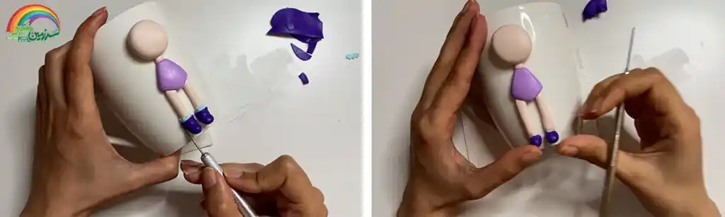 آموزش ساخت ماگ لیام کوچولو مرحله ساخت کفش عروسک 