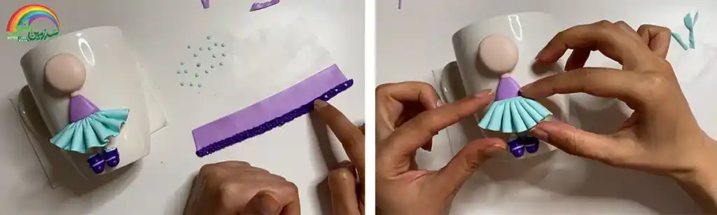 آموزش ساخت ماگ لیام کوچولو مرحله ساخت دامن  عروسک 
