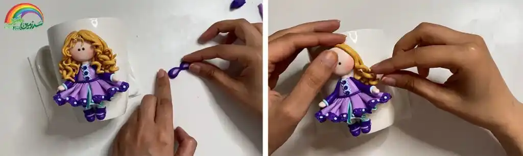 آموزش ساخت ماگ لیام کوچولو مرحله ساخت موهای  عروسک 