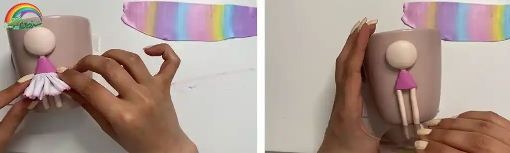 آموزش ساخت ماگ دختر یونیکورنی مرحله ساخت دامن  عروسک 