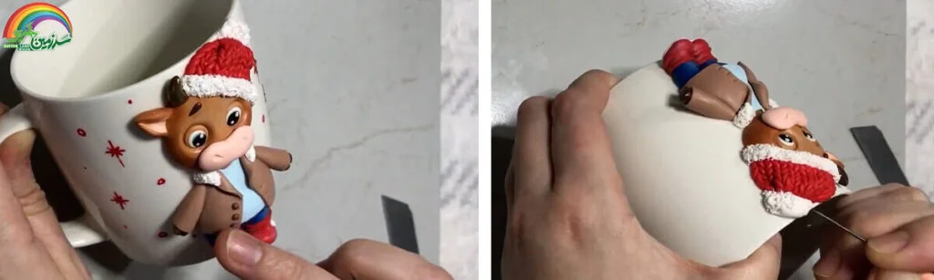آموزش ساخت ماگ طرح گاو تک شاخ مرحله ساخت کلاه  عروسک 