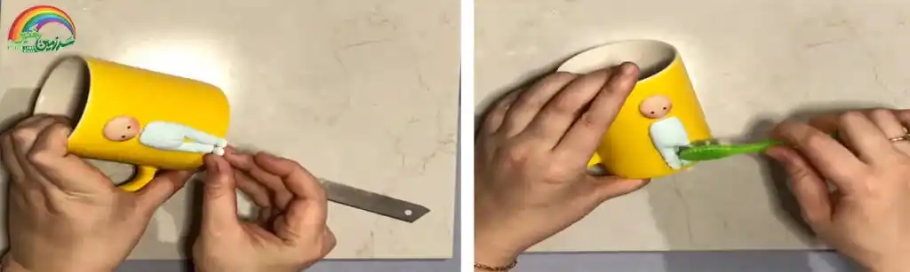 آموزش ساخت  ماگ دخترک تک شاخ مرحله ساخت کفش عروسک 
