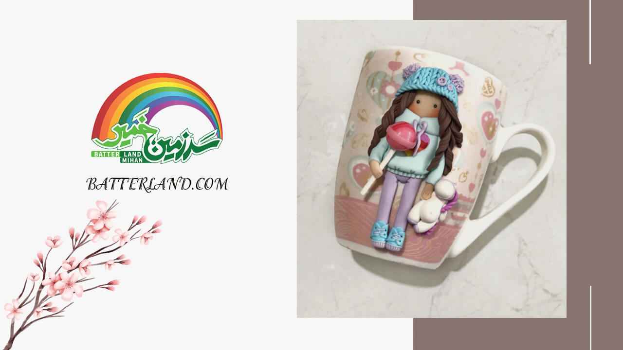 آموزش ساخت ماگ طرح دختر با آبنبات چوبی