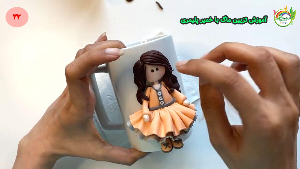 girl dress orange Polymer Clay Doll Mug33