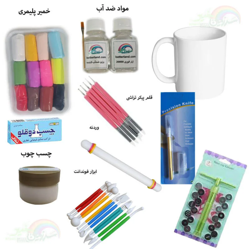 پک آموزشی خمیر پلیمری تزیین لیوان ماگ