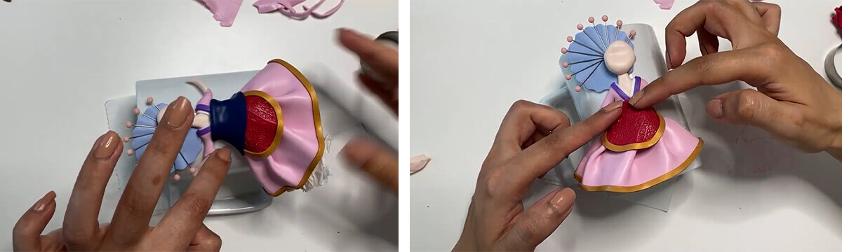 ساخت طرح دامن ماگ دخترژاپنی با خمیر پلیمری