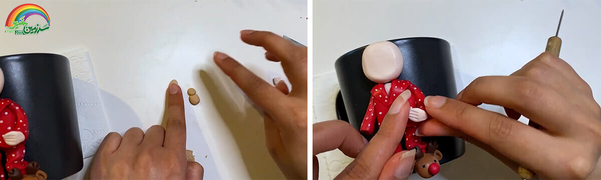 ساخت دست ماگ بابانوئل با خمیر عروسکسازی